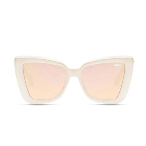 NWOT Quay pearly frame & mirrored lens oversized cat eye sunglasses - Picture 3 of 12